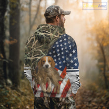 Load image into Gallery viewer, Rabbit Hunting With Beagle 3D US Flag Camo Custom Hunting Shirt, Rabbit Hunting Clothing NHT141