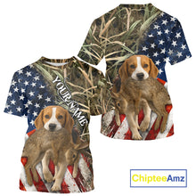Load image into Gallery viewer, Rabbit Hunting With Beagle 3D US Flag Camo Custom Hunting Shirt, Rabbit Hunting Clothing NHT141