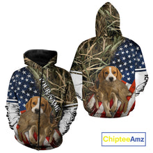 Load image into Gallery viewer, Rabbit Hunting With Beagle 3D US Flag Camo Custom Hunting Shirt, Rabbit Hunting Clothing NHT141