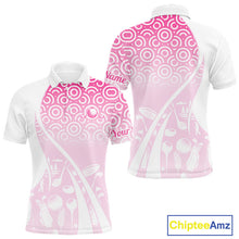 Load image into Gallery viewer, White Pink Golf Pattern Custom Mens Golf Polo Shirt, Best Team Golf Shirt For Mens NHT562