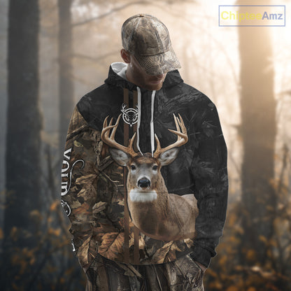 Personalized Deer Hunting Black Brown Camo Shirts,  Whitetail Deer Hunting Gift NHT311