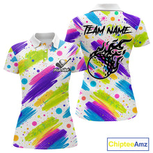 Load image into Gallery viewer, Personalized Colorful Paint Stroke Womens Golf Polo Shirt Flaming Golf Ball Custom Best Team Golf Shirts NHT624