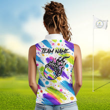 Load image into Gallery viewer, Personalized Colorful Paint Stroke Sleeveless Golf Polo Shirt Flaming Golf Ball Custom Best Team Golf Shirts NHT624
