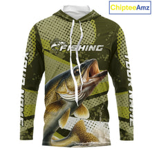 Load image into Gallery viewer, Walleye Fishing Custom Performance Fishing Shirts, Hooded Walleye Fishing Jerseys For Men NHT500