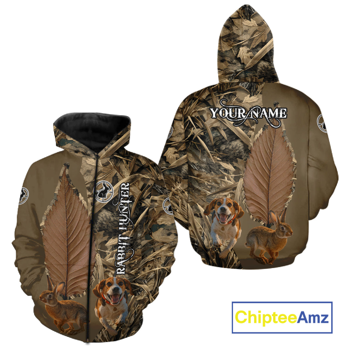 Custom Brown Camo 3D All Over Printed Rabbit Hunting Shirt With Beagle Dog, Hunting Gift NHT224