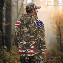 Load image into Gallery viewer, Beautiful Mallard Duck Hunting Waterfowl Camouflage Shirt with US Flag Duck Hunting Season NHT122