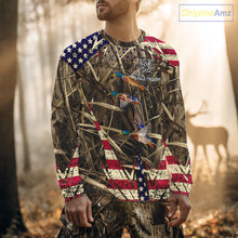 Load image into Gallery viewer, Beautiful Mallard Duck Hunting Waterfowl Camouflage Shirt with US Flag Duck Hunting Season NHT122