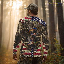 Load image into Gallery viewer, Beautiful Mallard Duck Hunting Waterfowl Camouflage Shirt with US Flag Duck Hunting Season NHT122