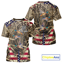 Load image into Gallery viewer, Beautiful Mallard Duck Hunting Waterfowl Camouflage Shirt with US Flag Duck Hunting Season NHT122