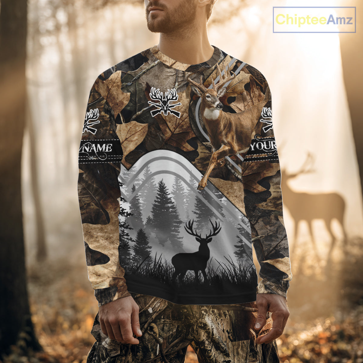Personalized Deer Hunting Camouflage Pattern Hunter Gift, Deer Hunting Season Shirt NHT306