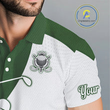 Load image into Gallery viewer, Custom Green &amp; White Golf Shirt For Mens, Golf Jersey Team Golf For Mens NHT560