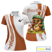 Load image into Gallery viewer, Funny Womens Golf Polo Shirt Custom Brown And White Platypus Pattern White Golf Shirts NHT576