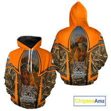 Load image into Gallery viewer, Duck Hunting Shirt Personalized with Vizsla Dog Camo Orange Hunting Clothes For Men NHT151