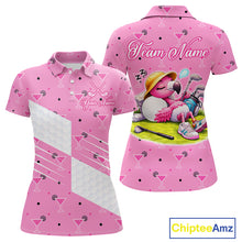 Load image into Gallery viewer, Personalized Womens Golf Polo Shirt With Flamingo Sleep– Funny Cartoon Pattern For Golfer NHT598