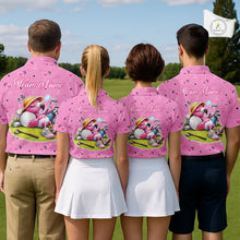 Load image into Gallery viewer, Personalized Womens Golf Polo Shirt With Flamingo Sleep– Funny Cartoon Pattern For Golfer NHT598
