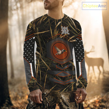 Load image into Gallery viewer, Duck Hunting Shirt with US Flag Camo – Personalized All Over Print Waterfowl Clothing NHT170