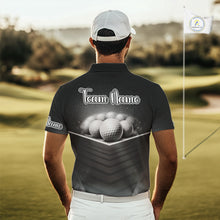 Load image into Gallery viewer, Black Golf Polos Shirts For Mens Custom Golf Ball Clubs, Best Golf Gift Custom Name For Team Name NHT628