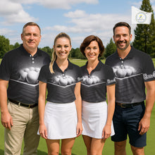 Load image into Gallery viewer, Black Golf Polos Shirts For Mens Custom Golf Ball Clubs, Best Golf Gift Custom Name For Team Name NHT628