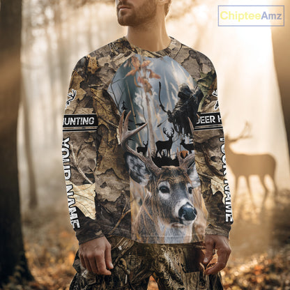 Deer Hunting Grim Reaper Camo Forest 3D All Over Printed Shirt, Personalized Hunting Shirt NHT273