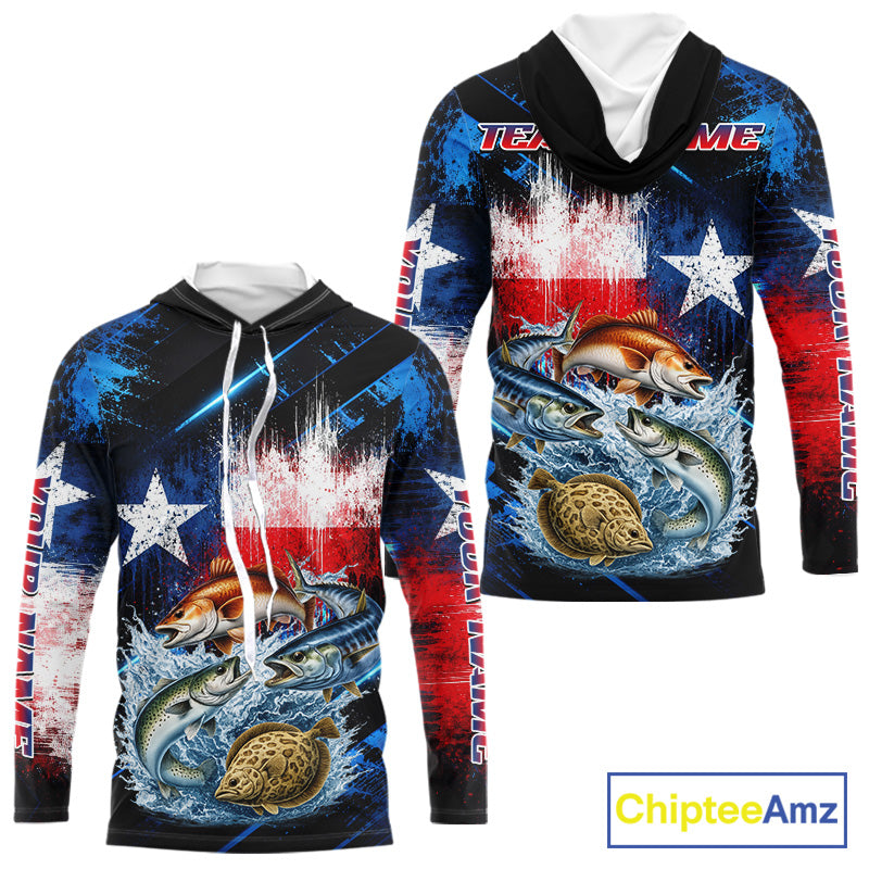 Texas Grand Slam Custom Fishing Shirts Long Sleeve Hooded, Texas Flag Fishing Jersey NHT506
