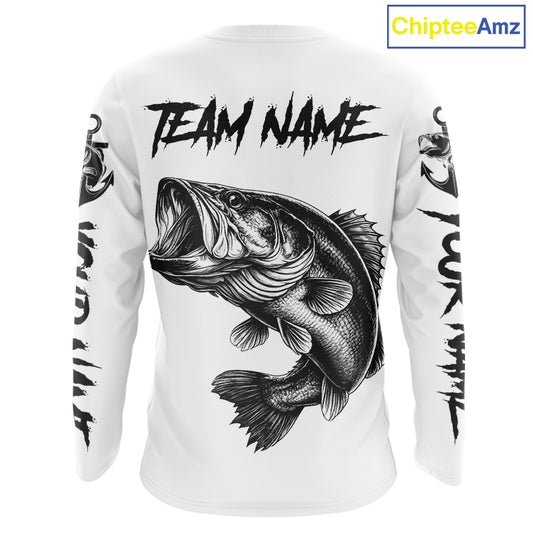 White Bass Fishing Tattoo Custom Fishing Shirts, Bass Fishing Shirts Long Sleeve NBT451