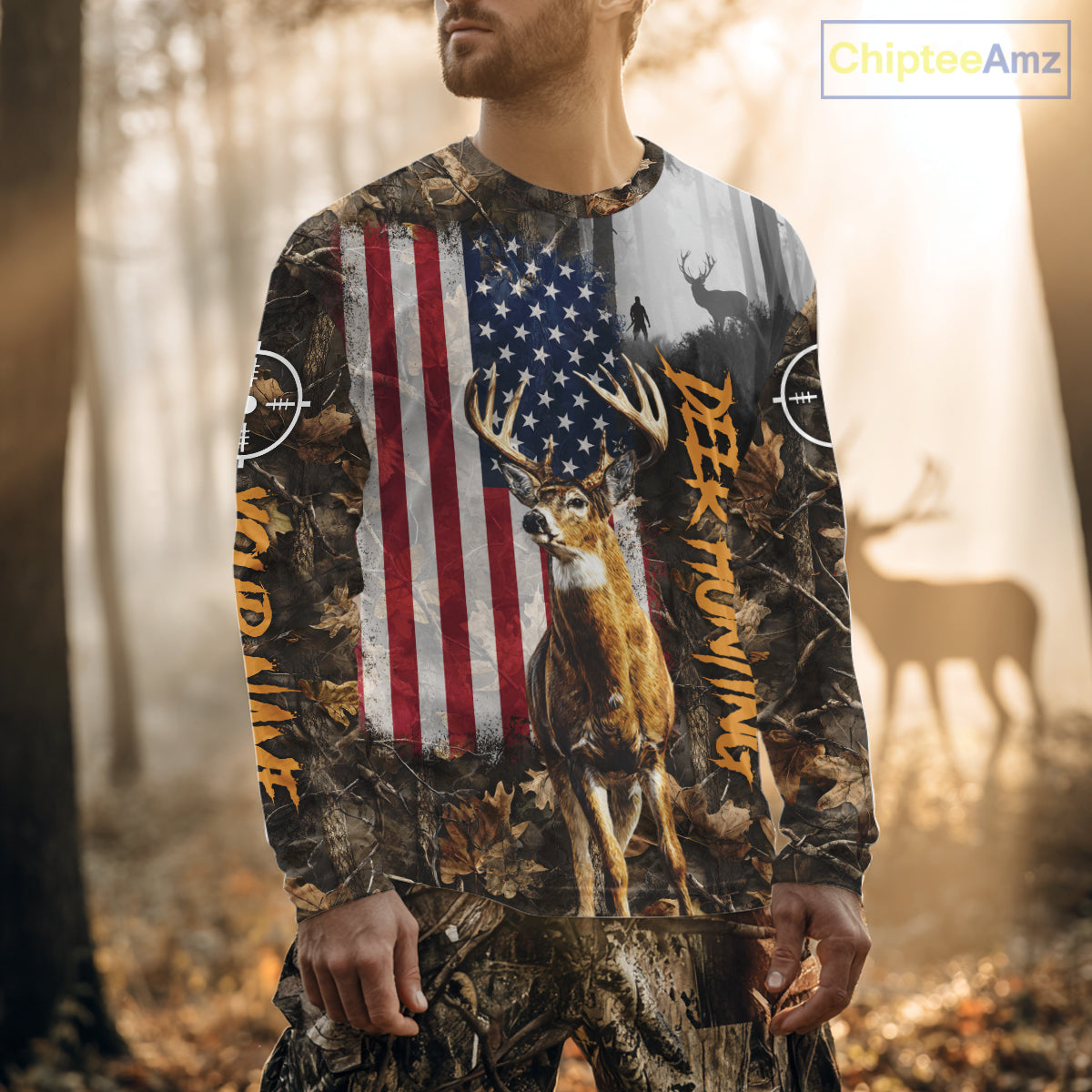 Orange Deer Hunting Camouflage Personalized Hunting Shirt, Hoodie Hunting Shirt For Men NBT308