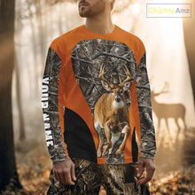 Load image into Gallery viewer, Whitetail Deer Hunting Custom Name Camo Shirt Hunting Hoodie, Camouflage Deer Shirt NBT312