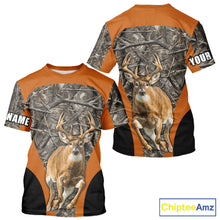 Load image into Gallery viewer, Whitetail Deer Hunting Custom Name Camo Shirt Hunting Hoodie, Camouflage Deer Shirt NBT312