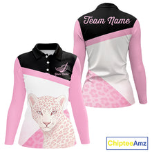 Load image into Gallery viewer, Leopard Womens Golf Polo Shirt Custom Pink Leopard Pattern Team Golf Tops, Golf Gifts NBT588