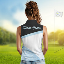 Load image into Gallery viewer, Leopard Womens Sleeveless Golf Polo Shirt Custom Blue Leopard Pattern Team Golf Tops, Golf Gifts NBT591
