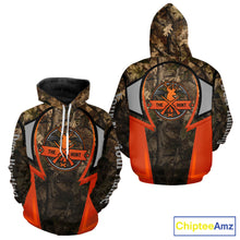 Load image into Gallery viewer, Orange Deer Hunting Brown Camouflage 3D Custom Name Shirts, Best Camo Deer Hunting Gift NBT204