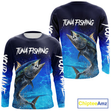 Load image into Gallery viewer, Personalized Blackfin Tuna Long Sleeve Fishing Shirts Saltwater Deep Sea Fish NBT367