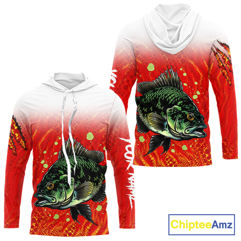 Personalized Crappie Fishing Jerseys For Fishing Team, Custom Name Fishing Shirt Long Sleeve Hooded NBT409