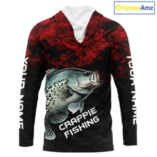 Load image into Gallery viewer, Personalized Crappie Hooded Fishing Shirts Red Camo Custom Name, Crappie Fishing Shirts NBT465