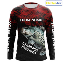 Load image into Gallery viewer, Personalized Crappie Fishing Shirts Red Camo Custom Name, Crappie Fishing Shirts NBT465