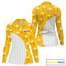 Load image into Gallery viewer, Womens Golf Polo Shirts Custom Beer Pattern, Funny Beer Pattern Golf Team Shirt NBT598