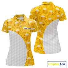 Load image into Gallery viewer, Womens Golf Polo Shirts Custom Beer Pattern, Funny Beer Pattern Golf Team Shirt NBT598