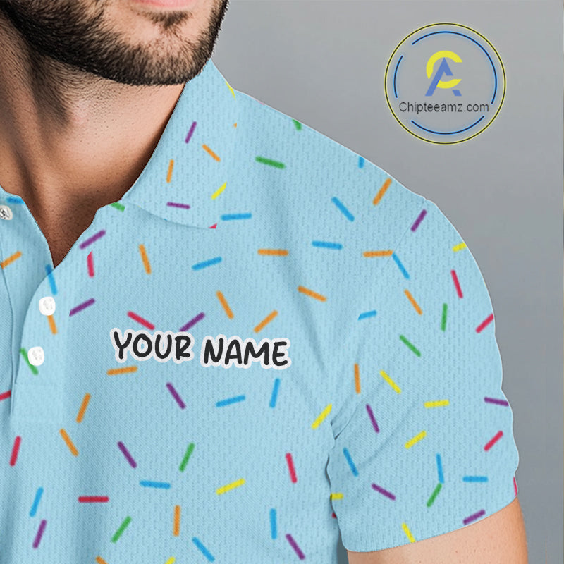 Funny Pink Donut Golf Polo Shirts For Mens, Golf Polo Shirts Custom Donut Pattern, Funny Golf Shirts NBT607