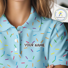 Load image into Gallery viewer, Funny Pink Donut Golf Polo Shirts For Womens, Golf Polo Shirts Custom Donut Pattern, Funny Golf Shirts NBT607