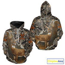 Load image into Gallery viewer, Custom Whitetail Deer Hunting Custom Name Camo Shirt, Deer Hunting Apparel, Camouflage Deer Shirts NBT118