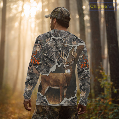 Custom Whitetail Deer Hunting Custom Name Camo Shirt, Deer Hunting Apparel, Camouflage Deer Shirts NBT118