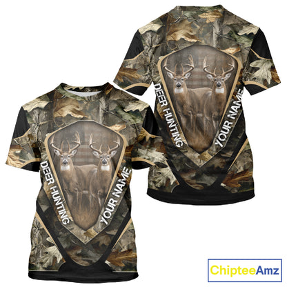 Whitetail Deer Hunting Shirt Custom Name Fall Season Camo, Deer Hunting Clothes For Men NBT325