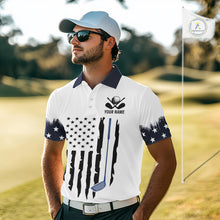 Load image into Gallery viewer, USA Flag Pattern Mens Golf Polo Shirt, Patriotic American Golf Shirt, 4Th Of July Golf Outfit NBT613