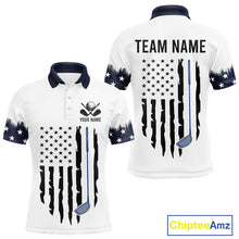 Load image into Gallery viewer, USA Flag Pattern Mens Golf Polo Shirt, Patriotic American Golf Shirt, 4Th Of July Golf Outfit NBT613