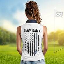 Load image into Gallery viewer, USA Flag Pattern Womens Sleeveless Golf Polo Shirt, Patriotic American Golf Shirt, 4Th Of July Golf Outfit NBT613