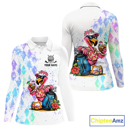 Personalized Womens Argyle Golf Polo Shirt, Custom Name Funny Golf Team Shirts, Golf Lover Gift NBT480