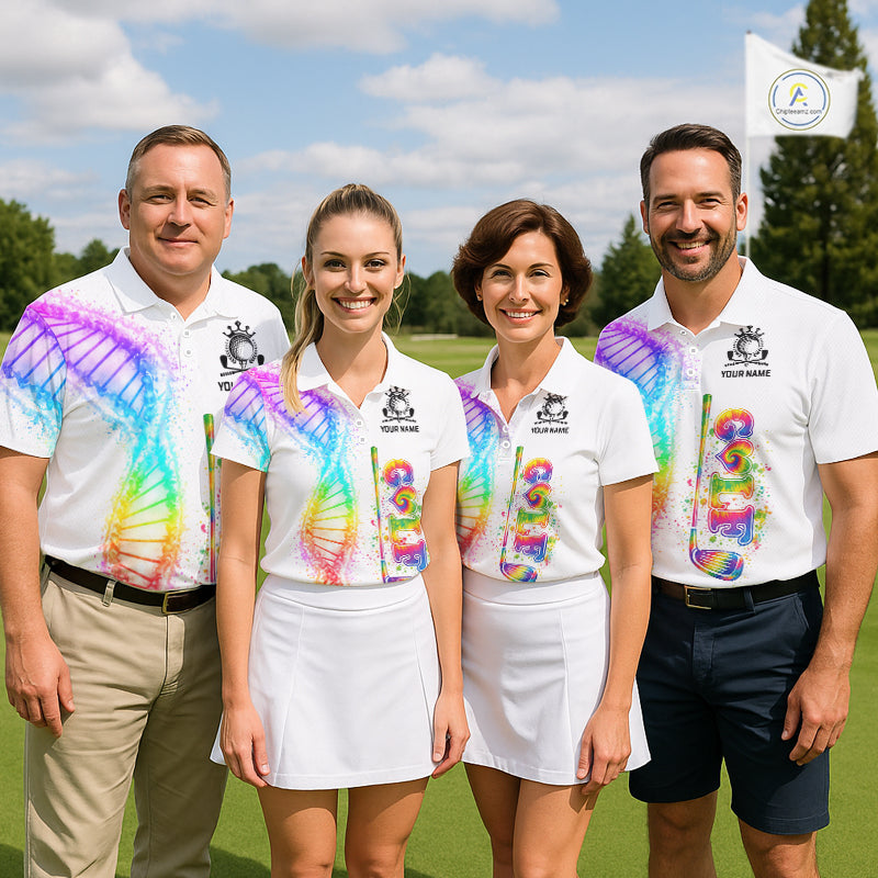 Custom Rainbow Color Golf Lover Women's Polo Shirt, It's in my DNA Shirt, Golf Gifts NBT483