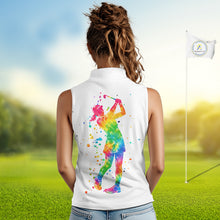 Load image into Gallery viewer, Custom Tie Dye Color Golf Lover Womens Sleeveless Polo Shirt, It's in my DNA Shirt, Golf Gifts NBT483