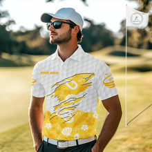 Load image into Gallery viewer, Custom Yellow Summer Pattern Mens Golf Polo Shirts Summer Golf Shirt For Vacation, Golf Team Shirt NBT732