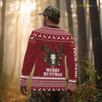 Personalized Ugly Christmas Deer Hunting Shirt Full Print Christmas Pattern, Christmas Gifts NBT284